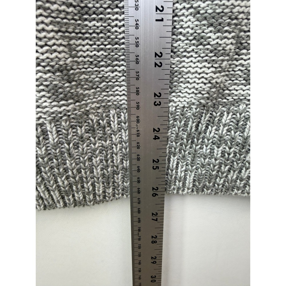 Guess Womens Gray White Marled Cable Knit Pointelle Scoop Neck Sweater Medium - Picture 8 of 8